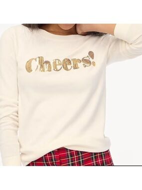 J. Crew Cheers! Teddie Sweater Medium Crew Neck Holiday Top